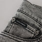Elegant Gray Washed Denim Pants