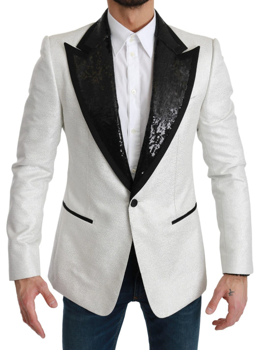 Elegant Monochrome Sequin Lapel Blazer