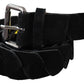 Elegant Black Leather Twist Velvet Belt