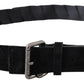 Elegant Black Leather Twist Velvet Belt