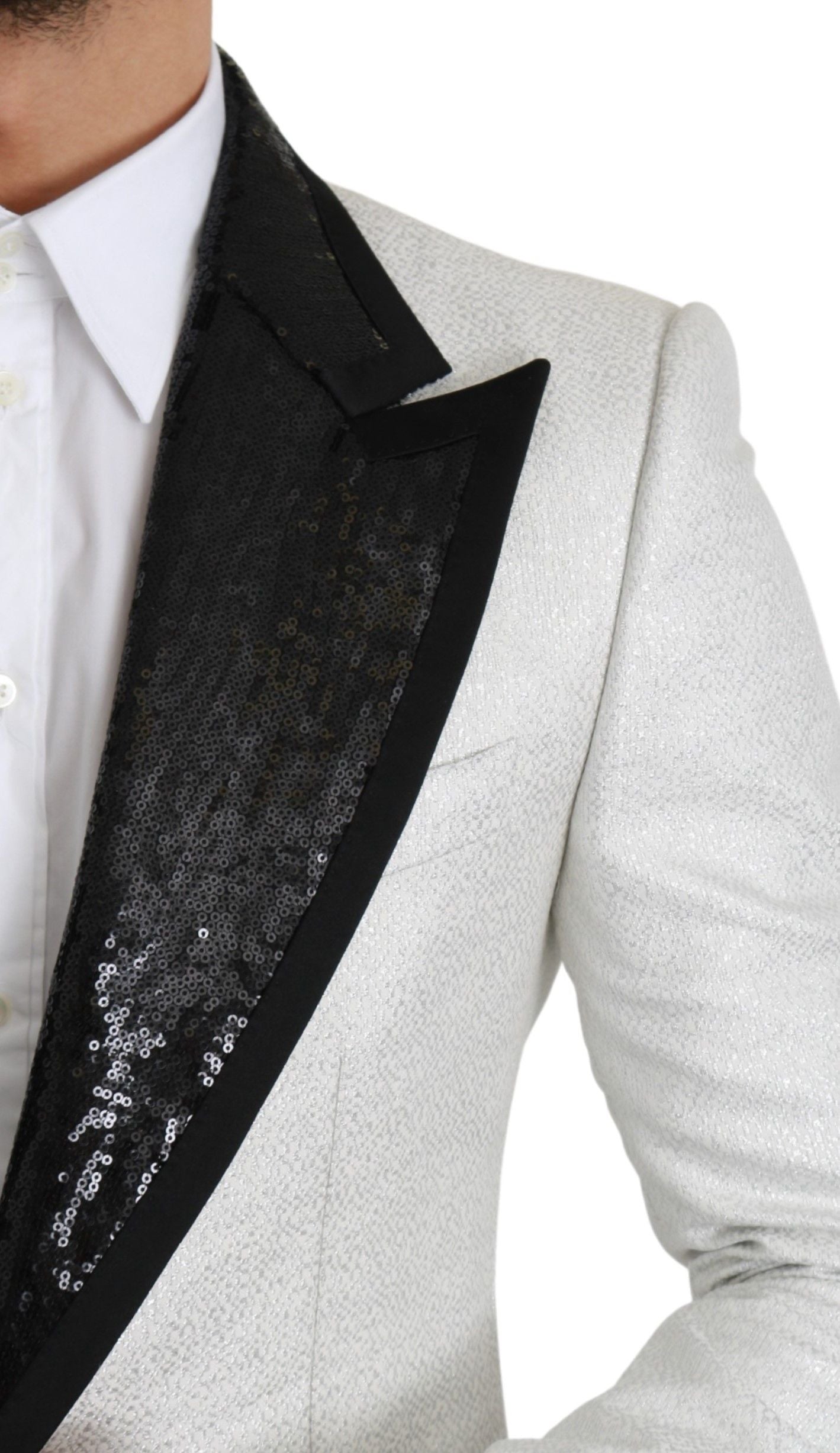 Elegant Monochrome Sequin Lapel Blazer