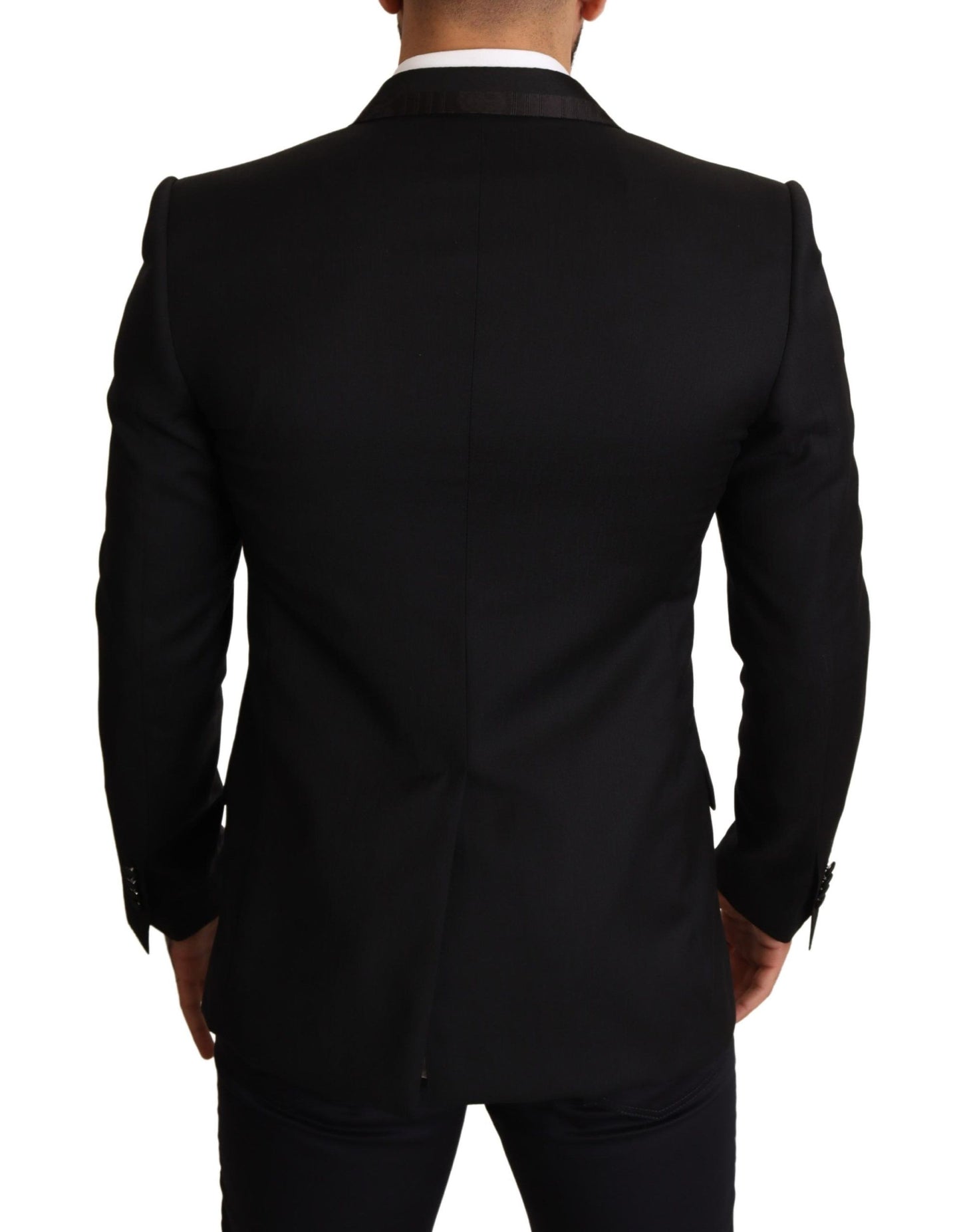 Elegant Black Silk-Wool Blend Blazer