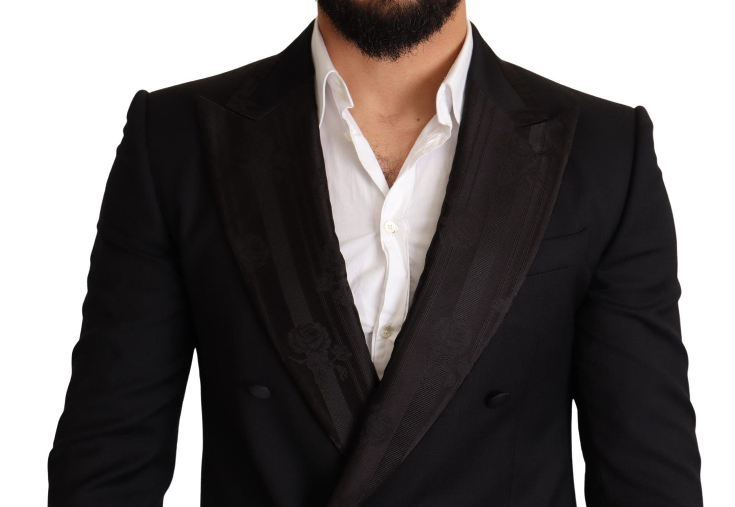 Elegant Black Silk-Wool Blend Blazer