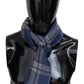 Elegant Wool Plaid Scarf with Logo Embroidery