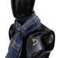 Elegant Wool Plaid Scarf with Logo Embroidery