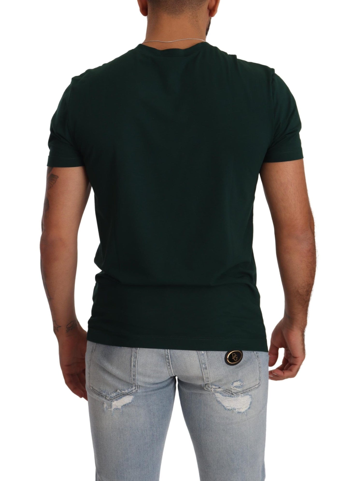 Elegant Green Motif Crewneck Tee