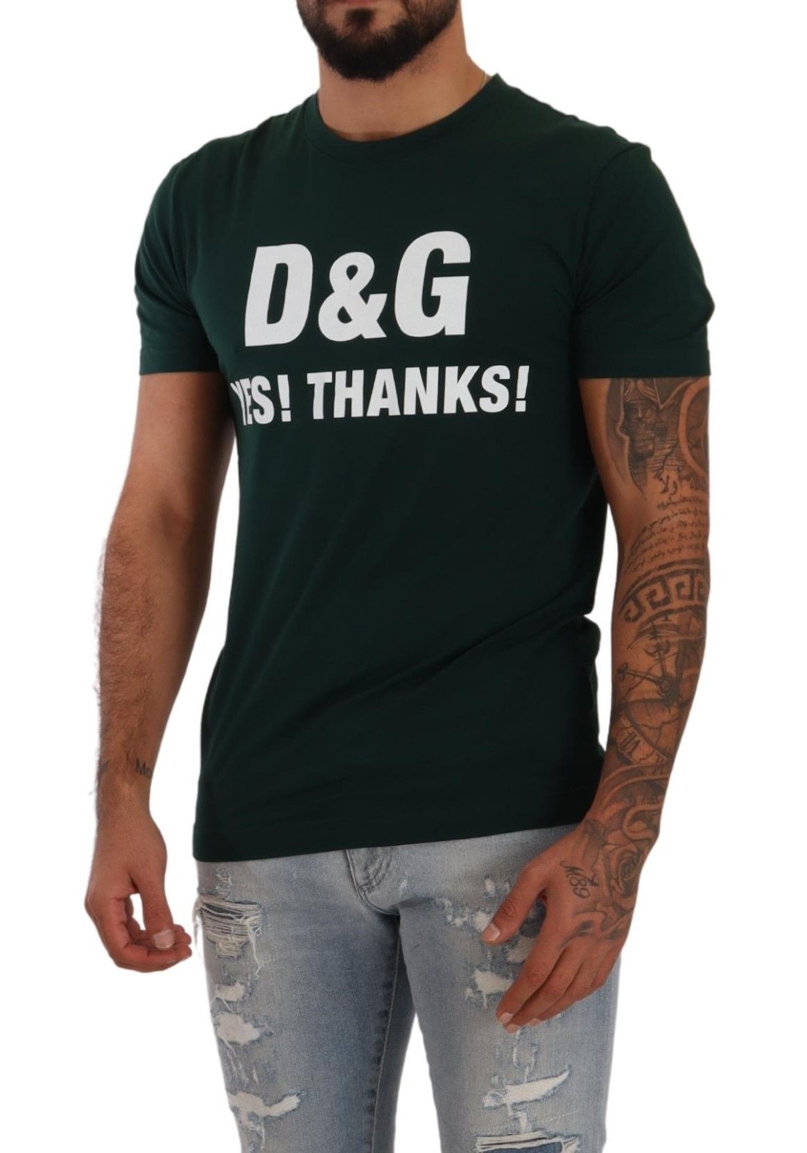 Elegant Green Motif Crewneck Tee