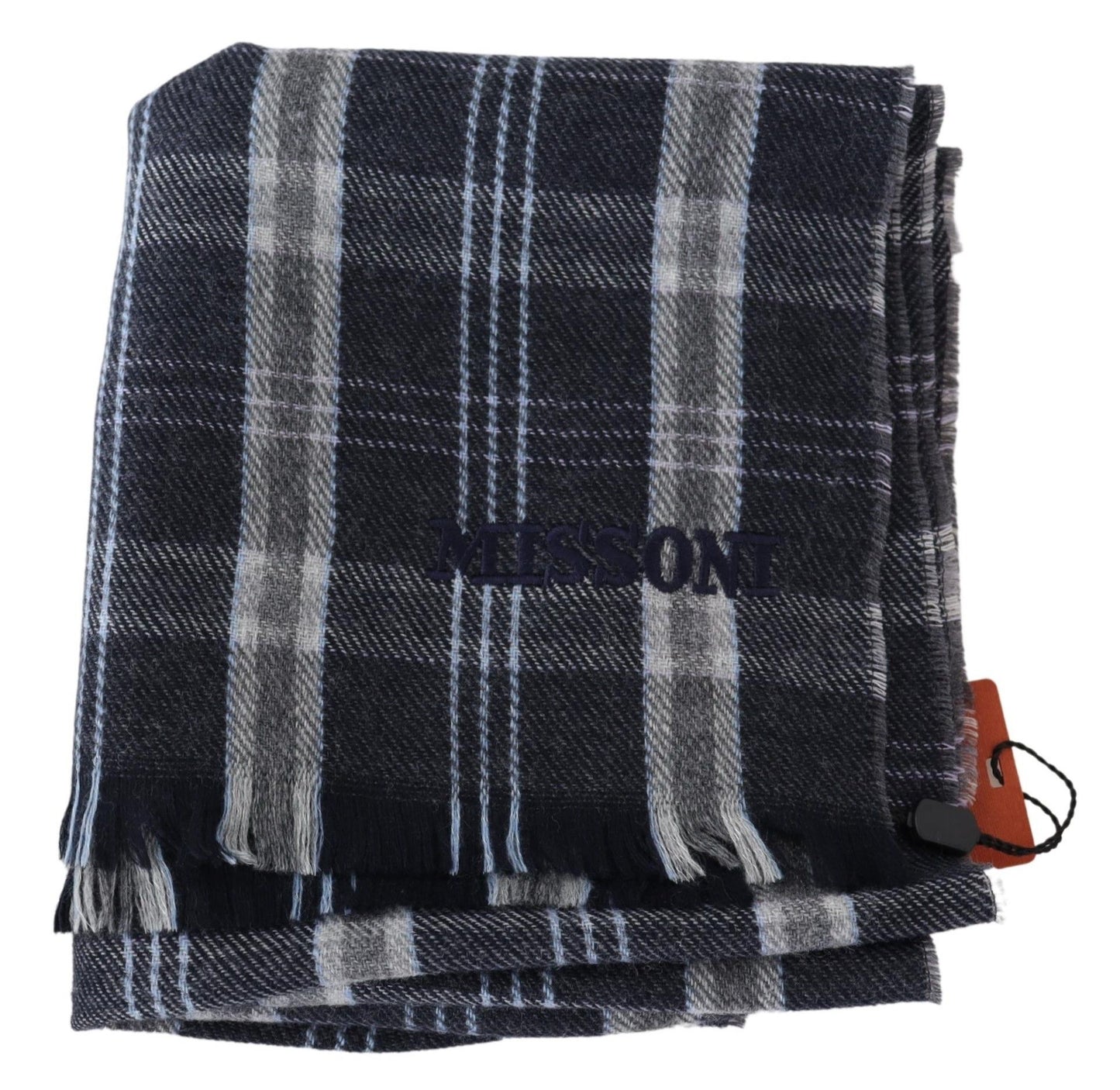 Plush Cashmere Plaid Scarf with Logo Embroidery