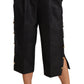 High Waist Cropped Pants with Gold Accents