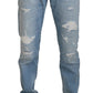 Light Blue Cotton Tattered Casual Denim Jeans