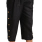 High Waist Cropped Pants with Gold Accents