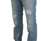 Light Blue Cotton Tattered Casual Denim Jeans