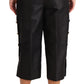 High Waist Cropped Pants with Gold Accents