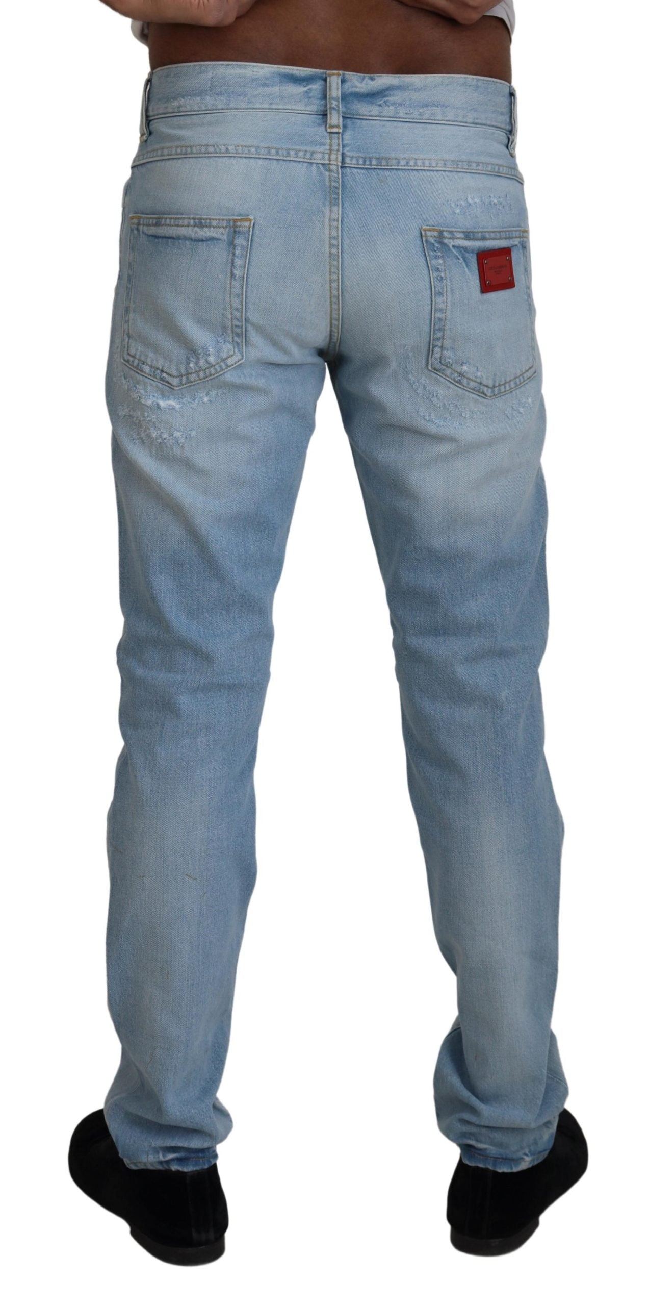 Light Blue Cotton Tattered Casual Denim Jeans