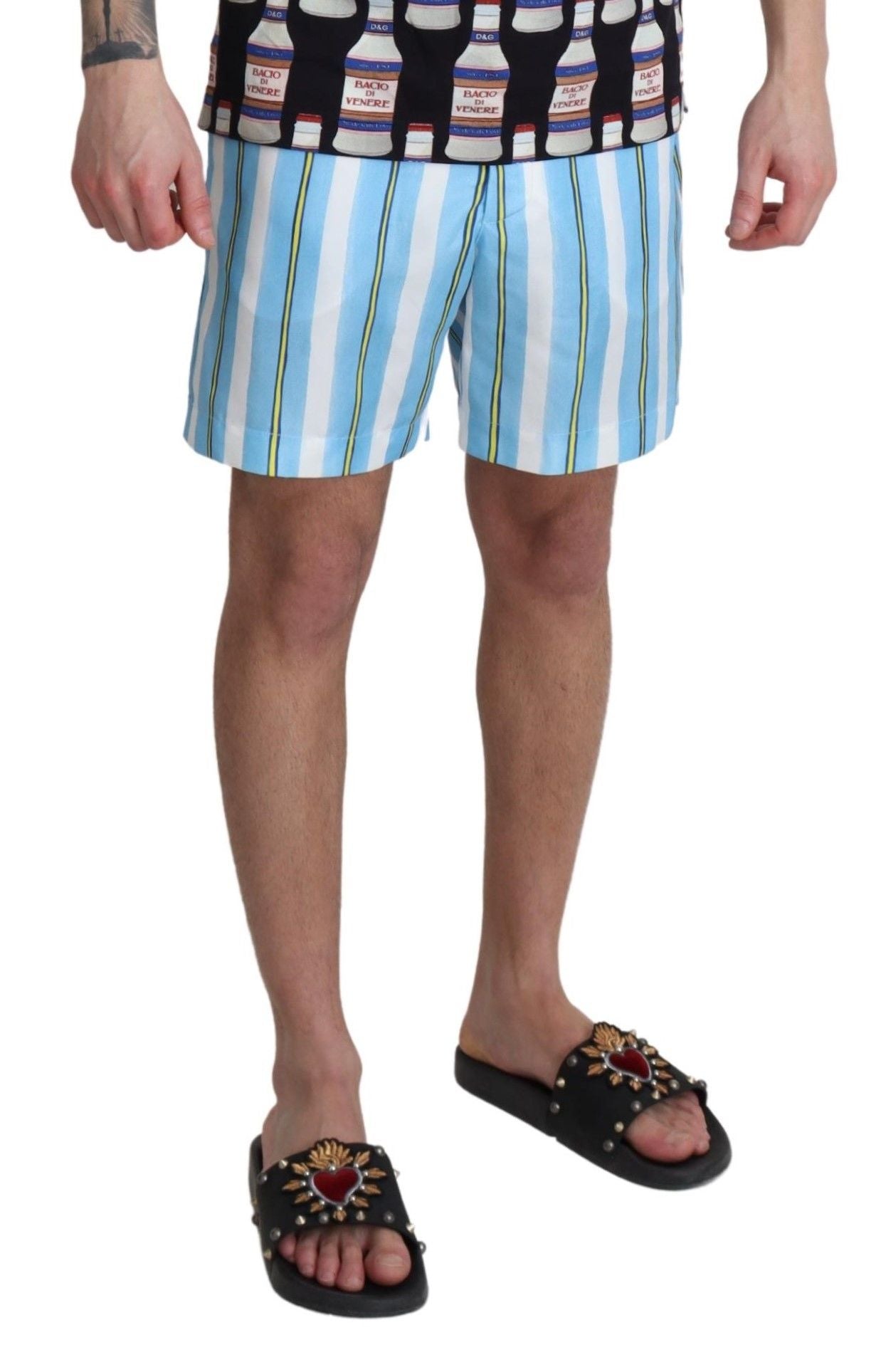 Blue Striped Beachwear Swimshorts