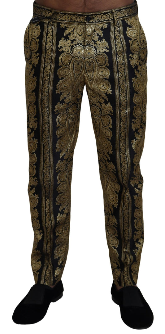 Black Gold Jacquard Tapered Pants