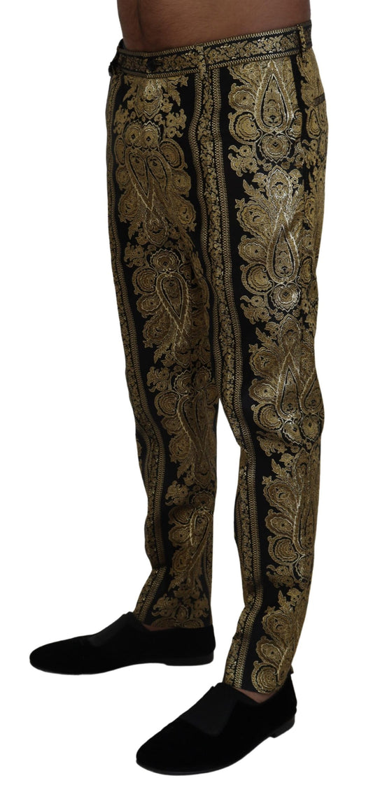 Black Gold Jacquard Tapered Pants