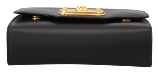 Chic Black Leather Shoulder Bag with Gold Detailing