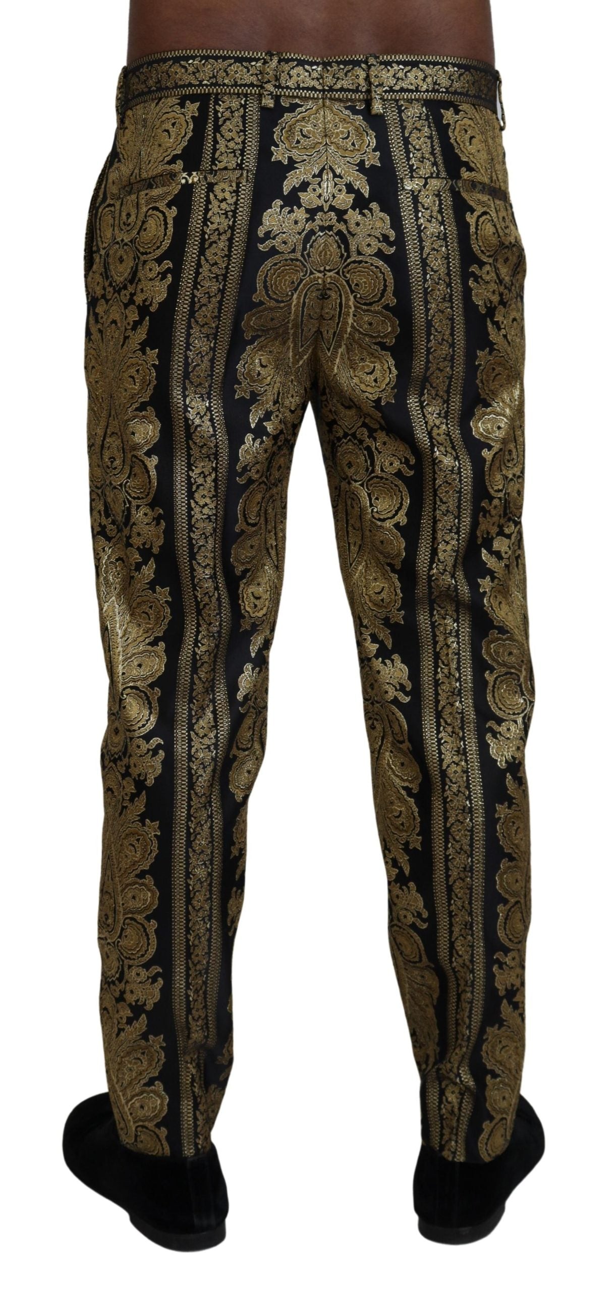 Black Gold Jacquard Tapered Pants