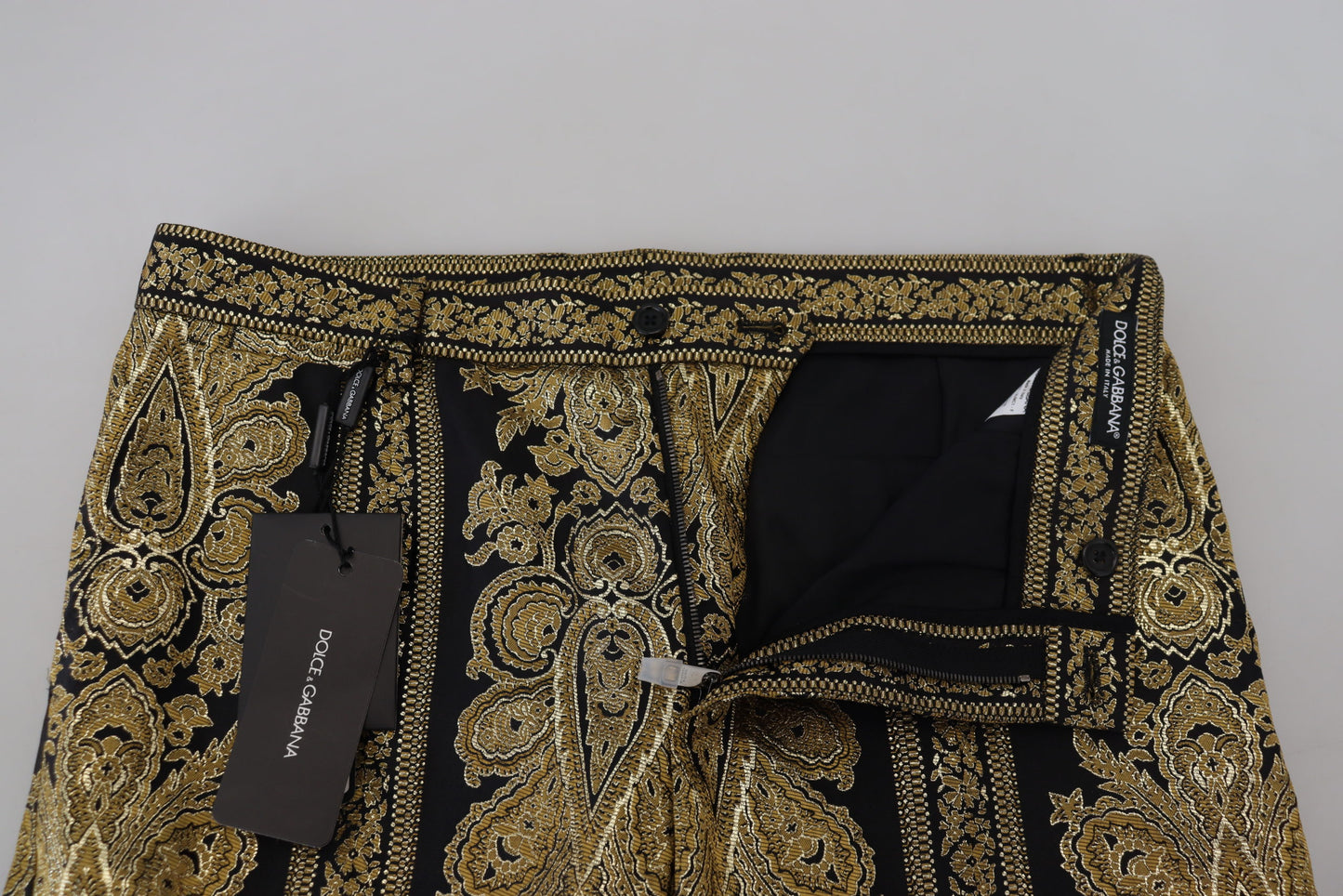 Black Gold Jacquard Tapered Pants