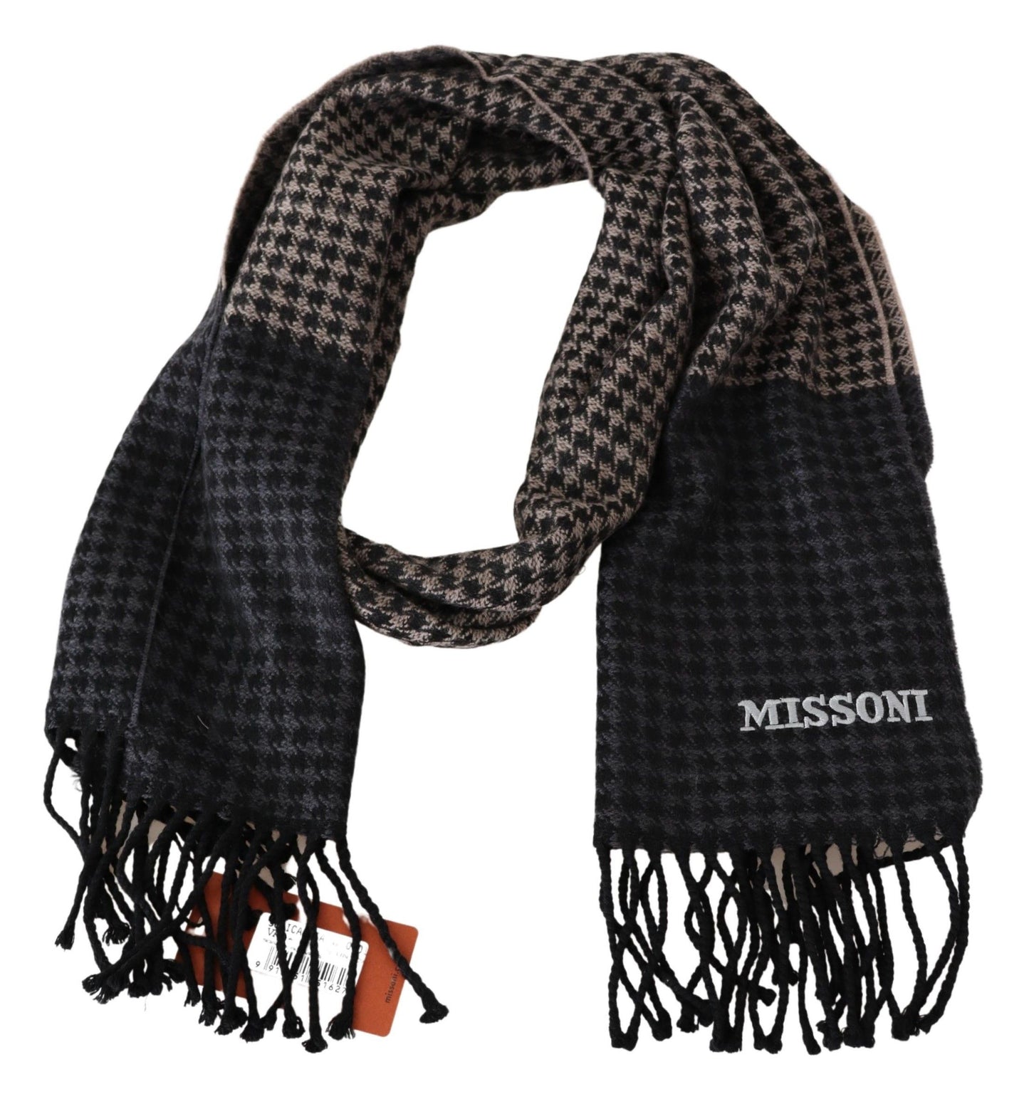 Elegant Houndstooth Wool Scarf