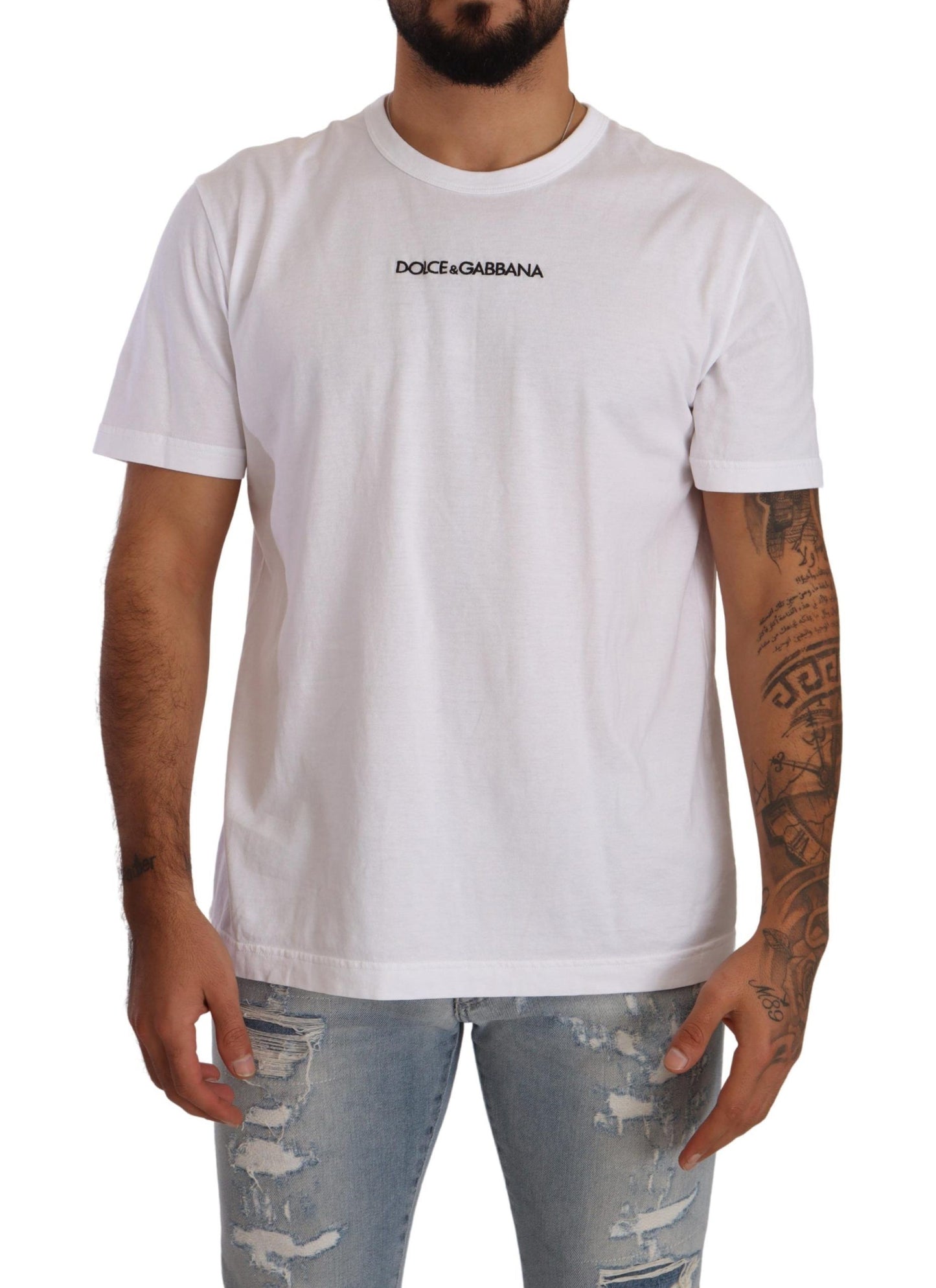 Elegant White Cotton Crewneck Tee