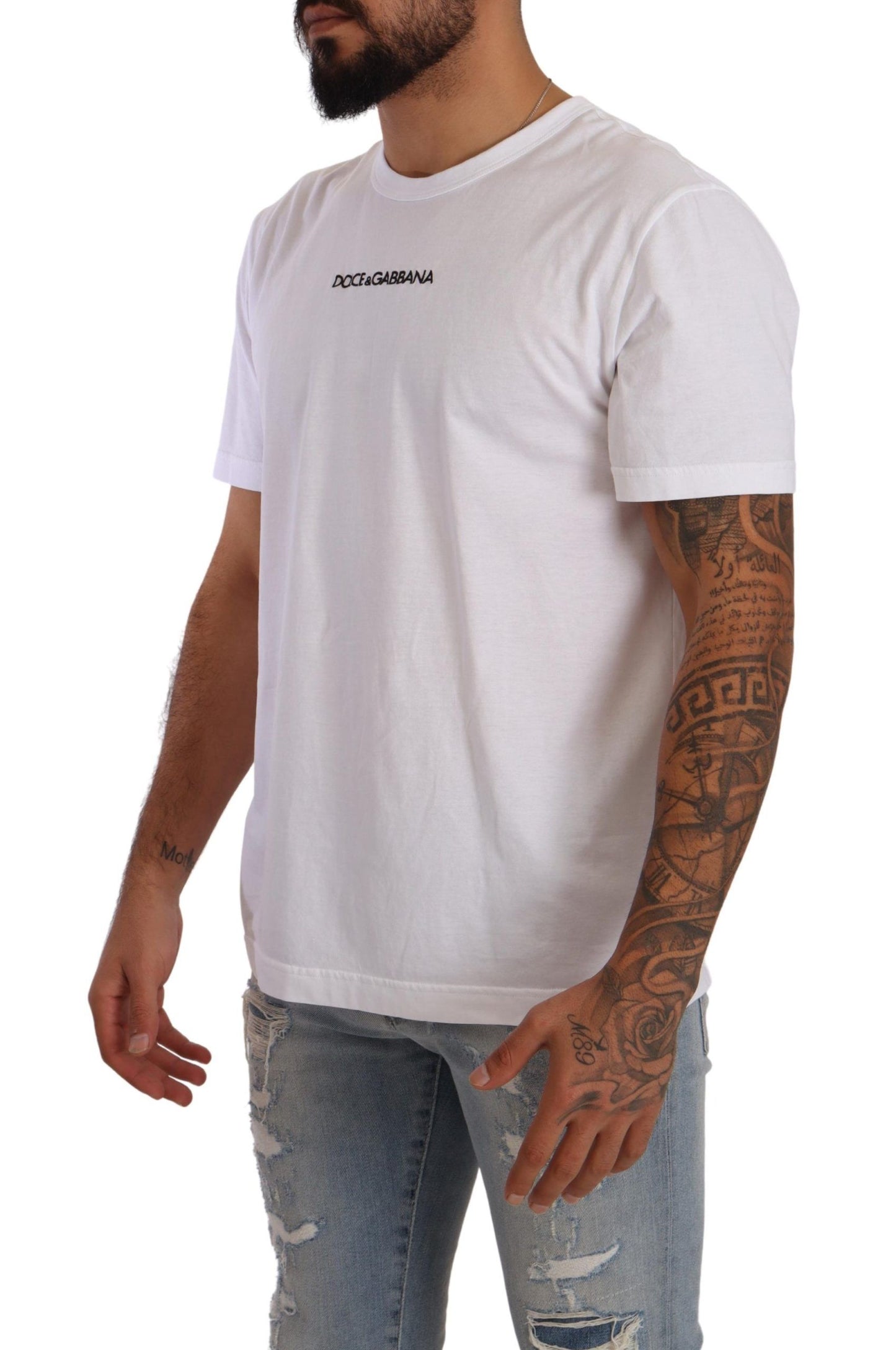 Elegant White Cotton Crewneck Tee