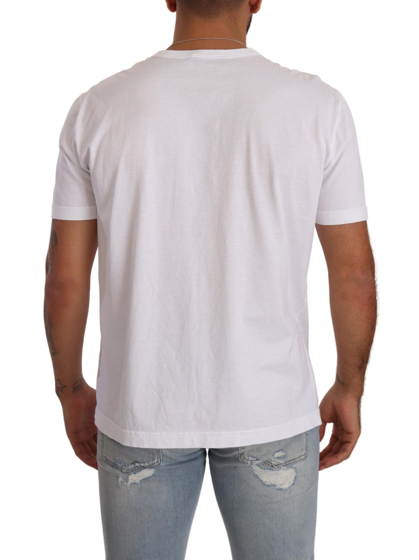 Elegant White Cotton Crewneck Tee