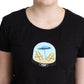 Chic Black Cotton Round Neck Tee