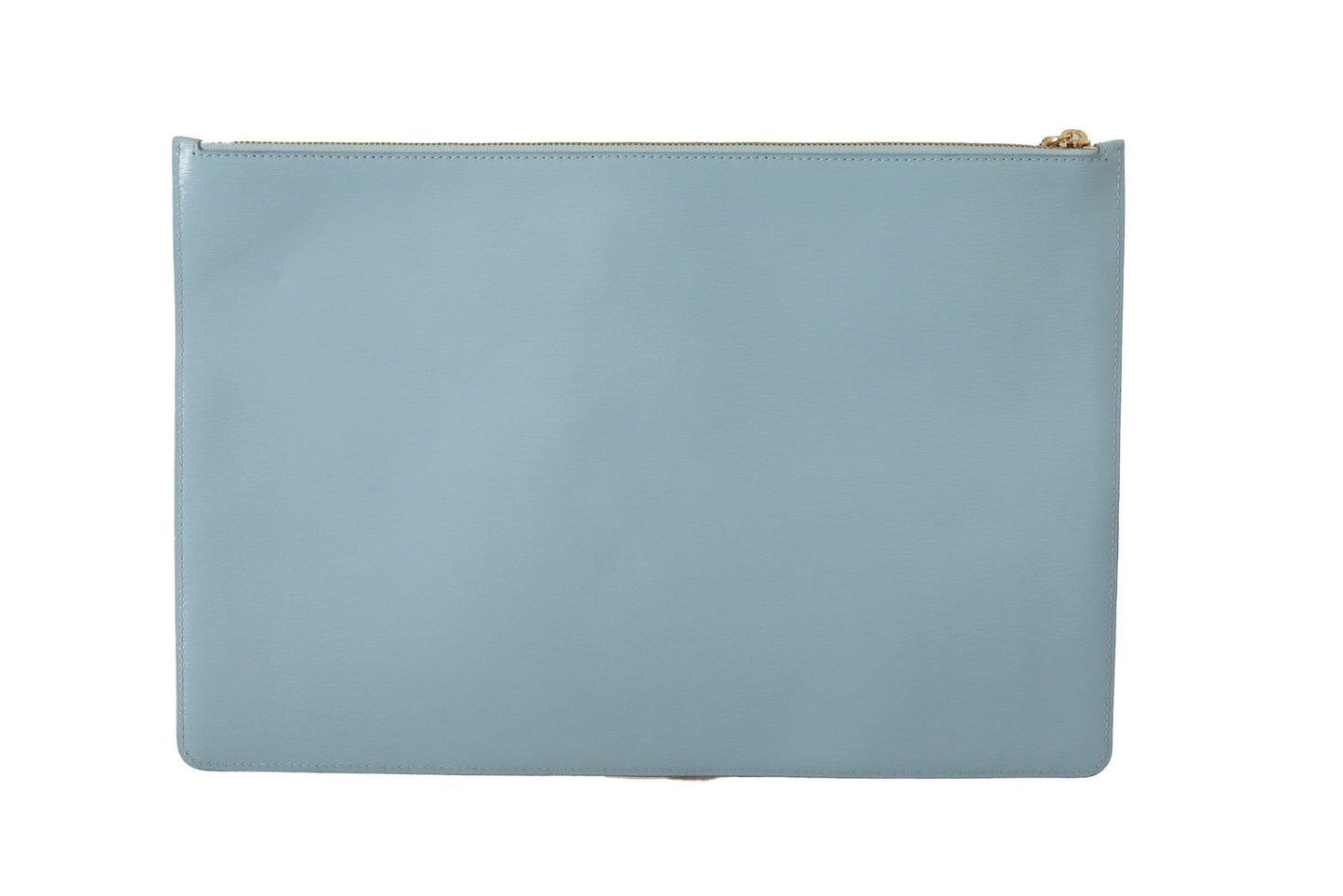 Elegant Blue Leather Clutch with Gold Accents