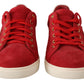 Elegant Red Leather & Suede Sneakers
