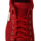 Elegant Red Leather & Suede Sneakers