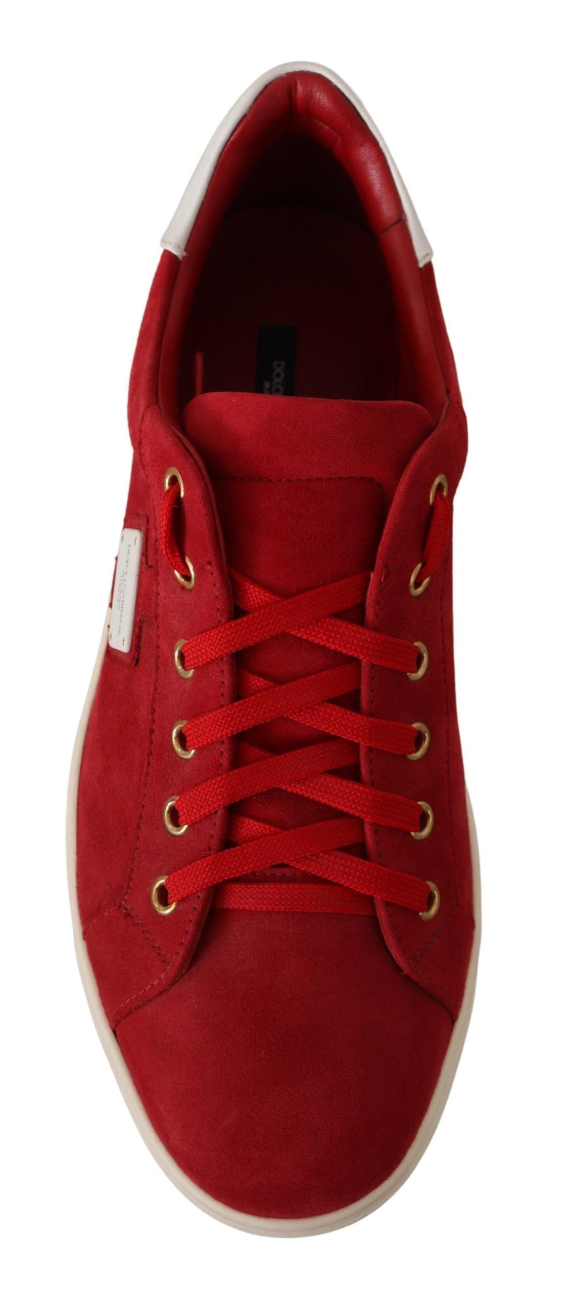 Elegant Red Leather & Suede Sneakers