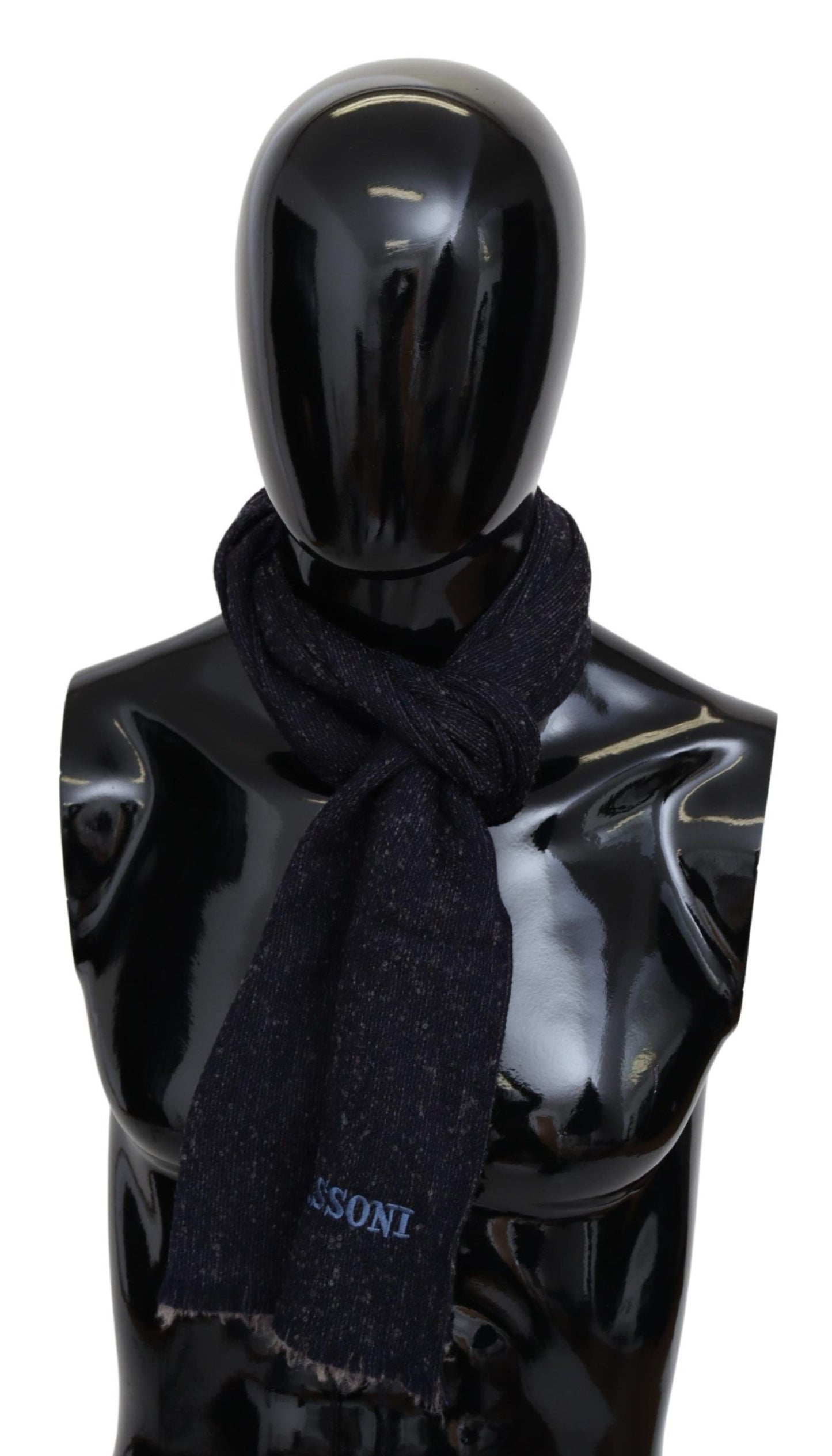 Elegant Wool Knit Logo Scarf - Unisex Black