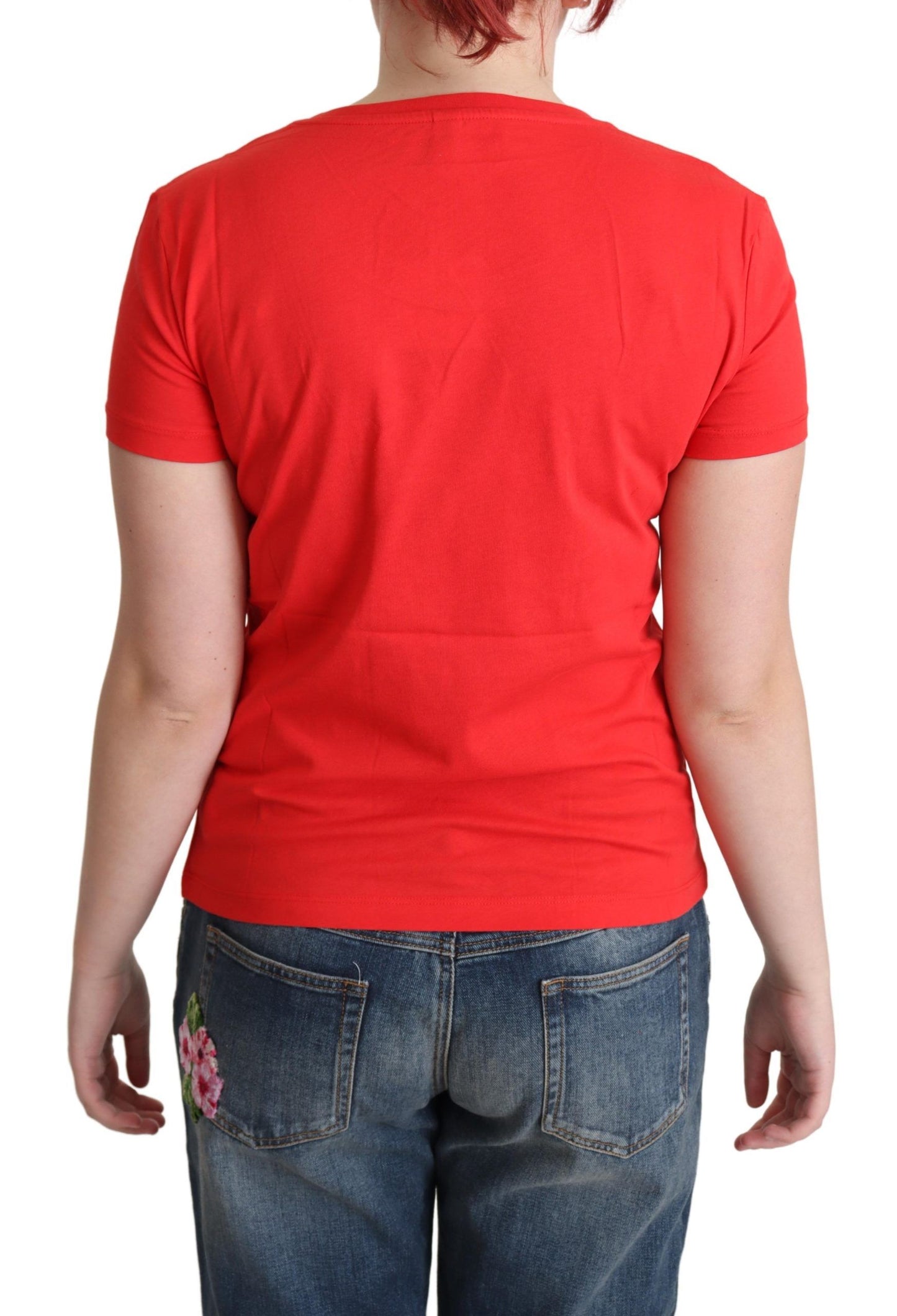 Red Cotton Come Play 4 Us Print Tops Blouse T-shirt