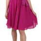 Elegant Fuchsia Pink Silk Bow Front Dress
