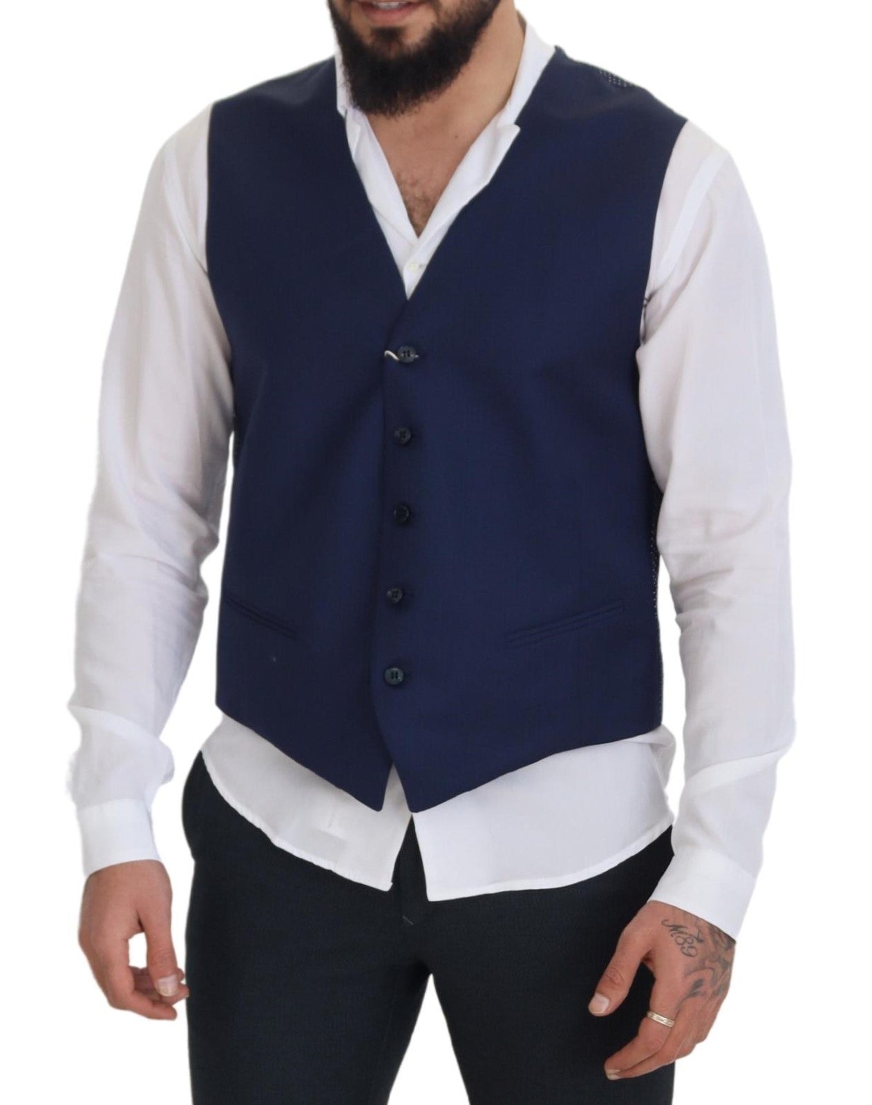 Elegant Dark Blue Formal Dress Vest