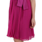Elegant Fuchsia Pink Silk Bow Front Dress