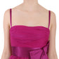 Elegant Fuchsia Pink Silk Bow Front Dress
