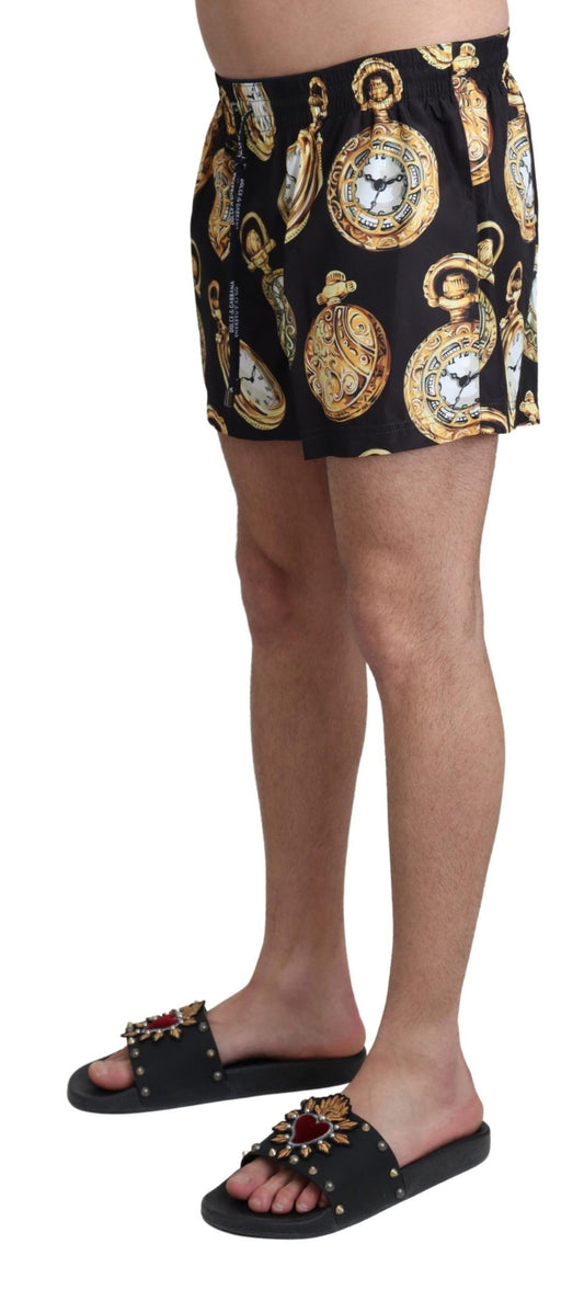 Gold Pocketwatch Print Swim Shorts Trunks