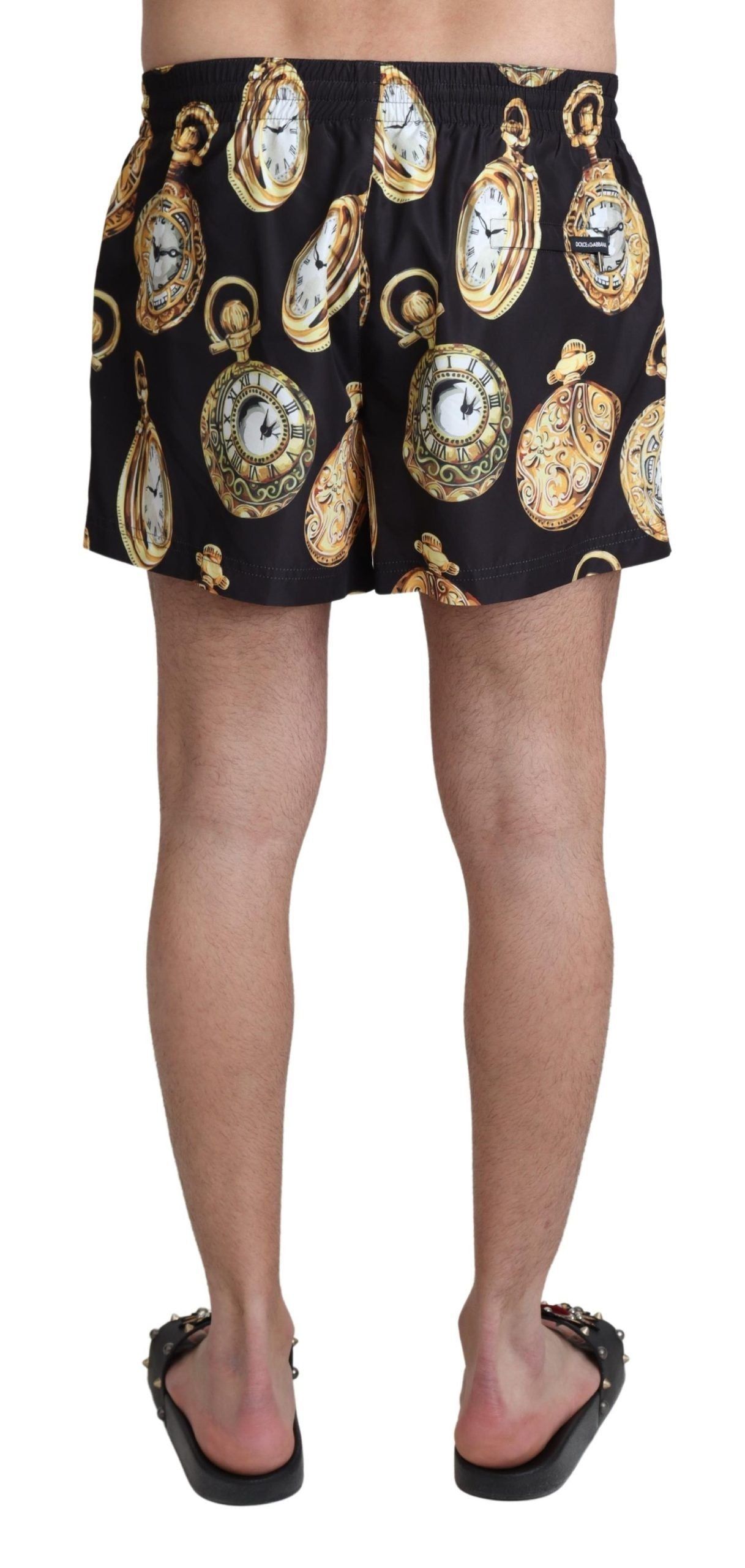 Gold Pocketwatch Print Swim Shorts Trunks