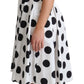 White Polka Dotted Cotton A-Line Dress