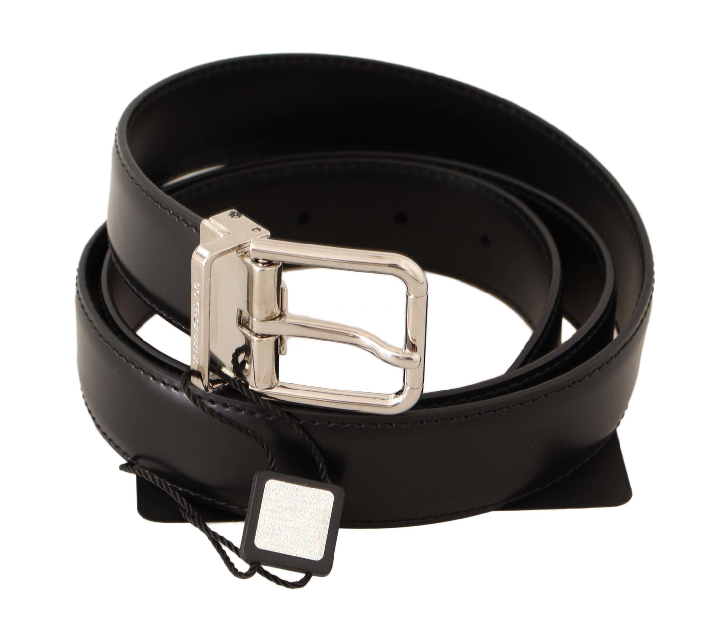 Elegant Black Leather Dress Belt