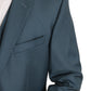 Elegant Green Martini Wool Blazer and Vest