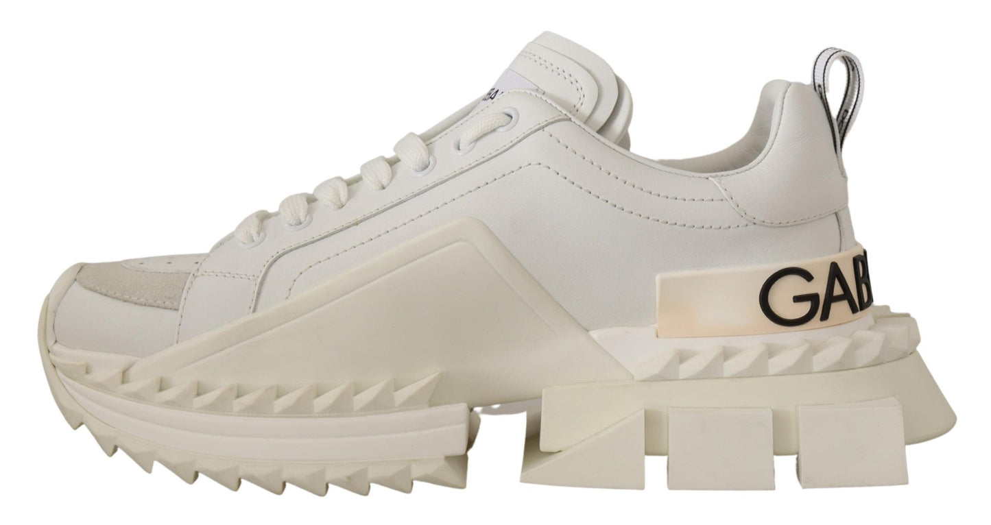 Sleek Super King White Leather Sneakers