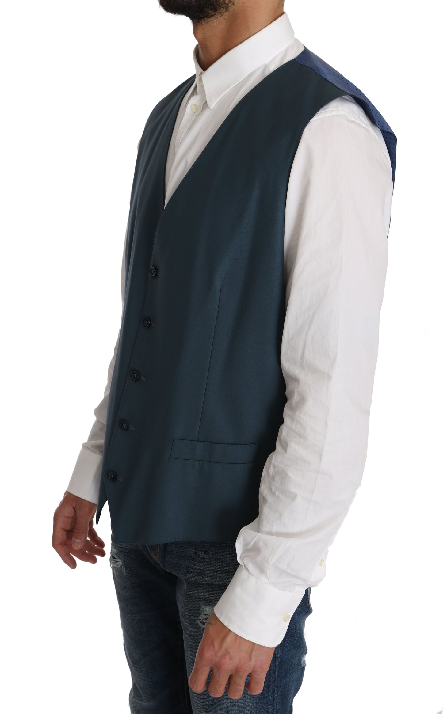 Elegant Green Martini Wool Blazer and Vest