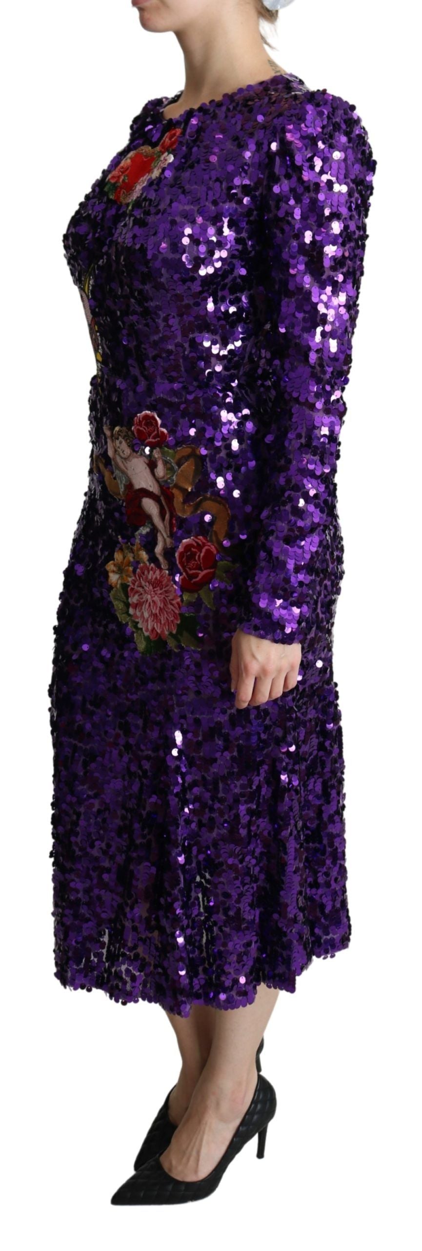 Glittering Purple Sequined Maxi Dress