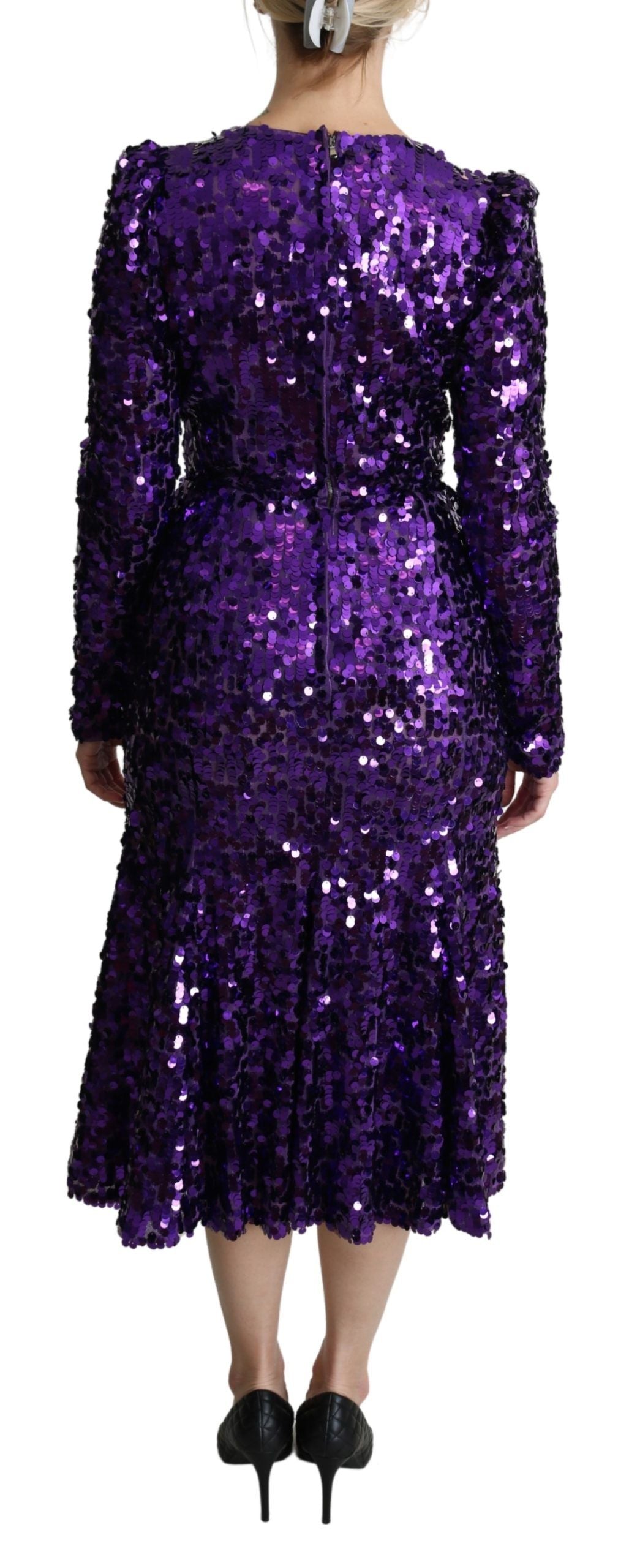 Glittering Purple Sequined Maxi Dress