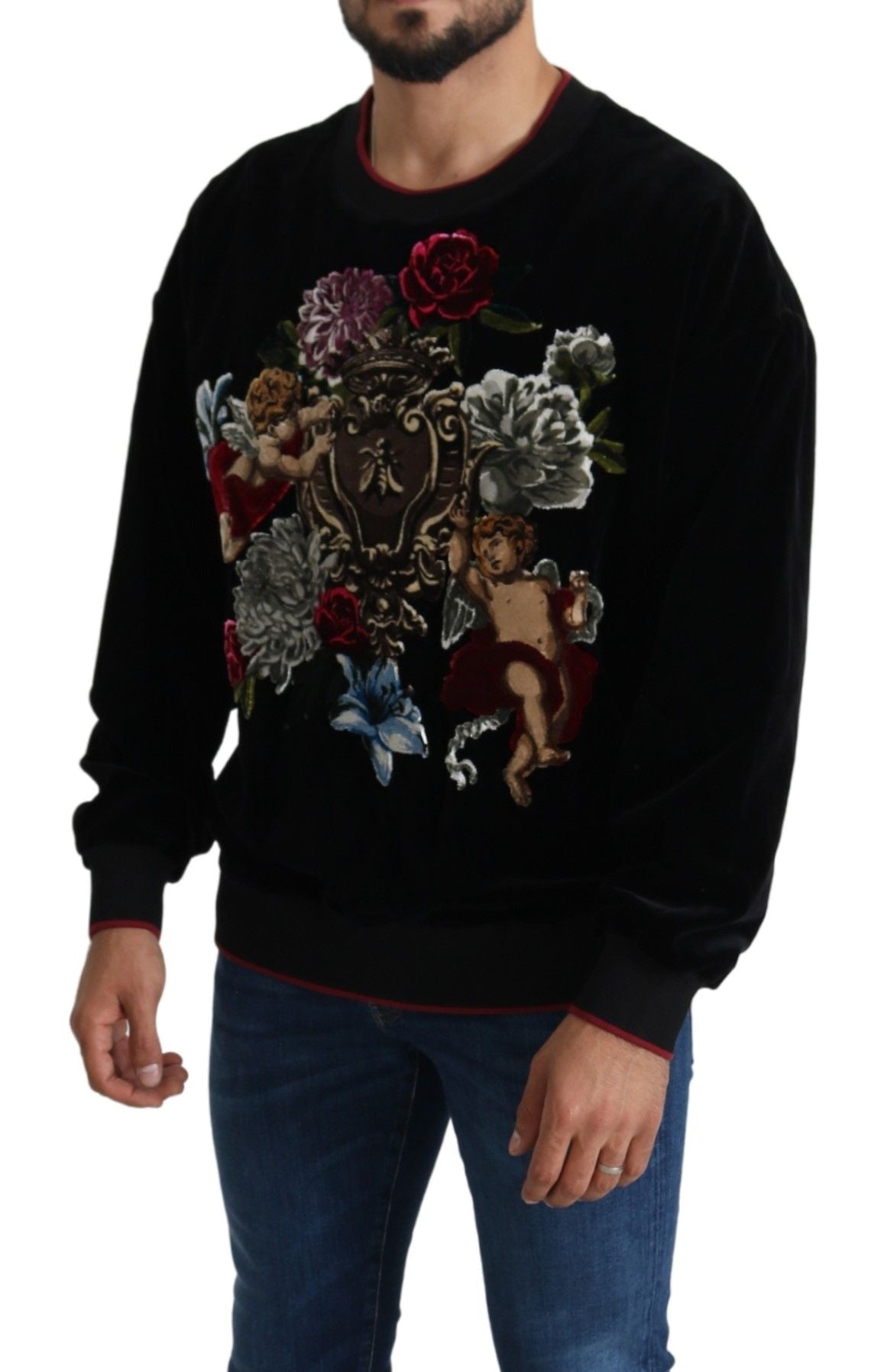 Baroque Velvet Crew Neck Sweater