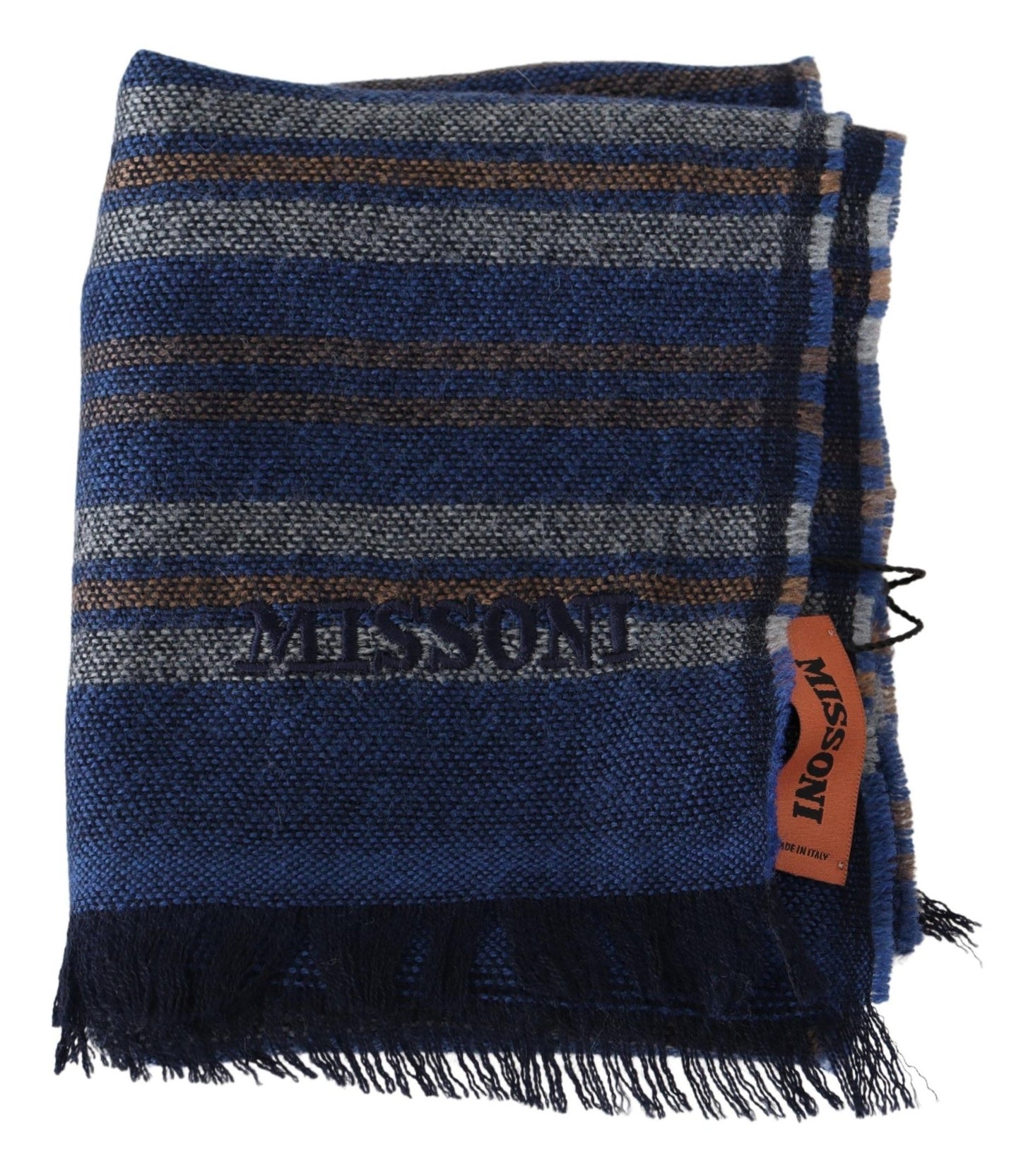 Elegant Striped Wool Scarf Unisex